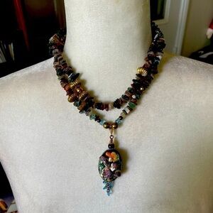 Hand blown glass turtle necklace